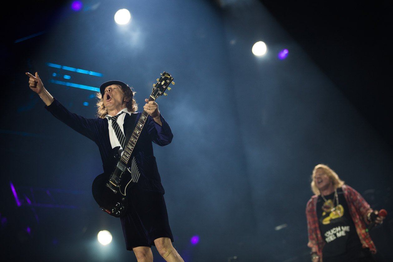 Am Rhein gaben Angus Young, Axl Rose und Co. ihr vorerst letztes Konzert der "Rock Or Bust"-Europatour. – AC/DC.
