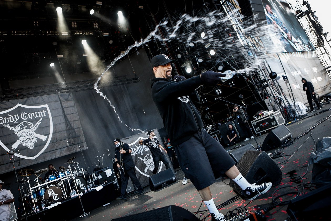 Gern gesehene Gäste am Ring: Ice-Ts Hardcore/Metal-Gang. – Body Count.