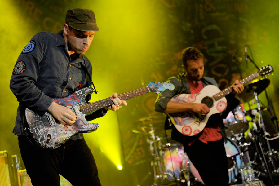 Coldplay spielen ein exklusives Radiokonzert im Kölner E-Werk. – Jonny Buckland und Chris Martin