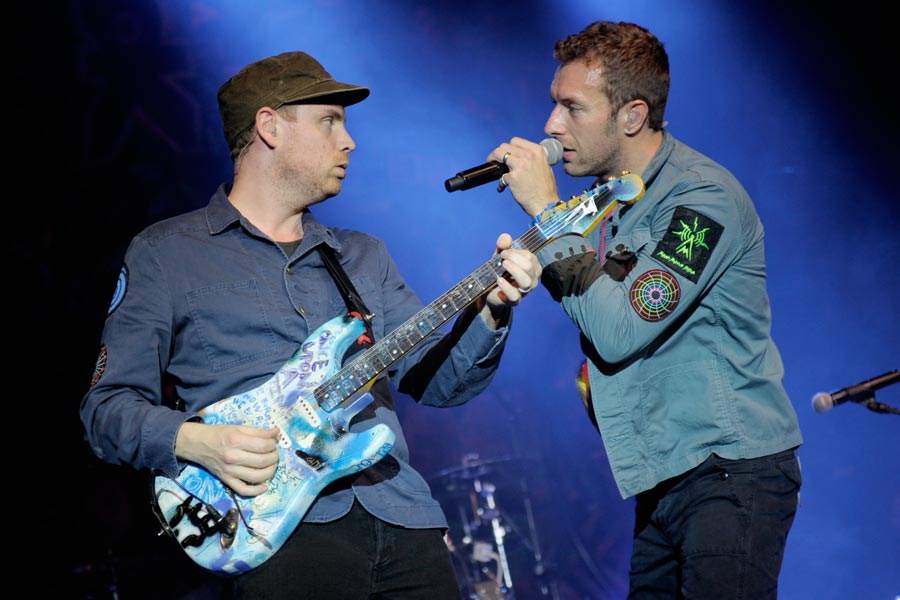 Coldplay spielen ein exklusives Radiokonzert im Kölner E-Werk. – Jonny Buckland und Chris Martin