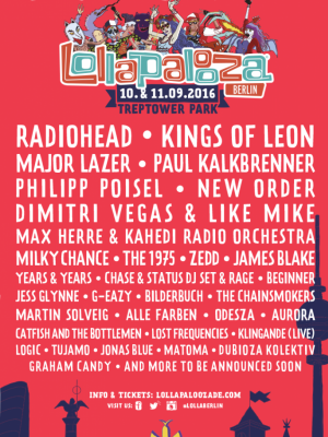 Lollapalooza: Mit Radiohead, Kings Of Leon, Major Lazer